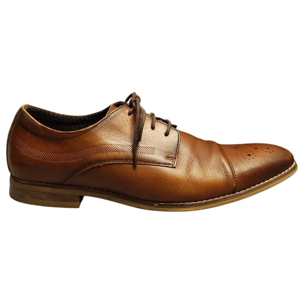 Carlo Morandi Oxford Dress Shoes Mens US 10.5D Brown Leather Memory Foam 900D70